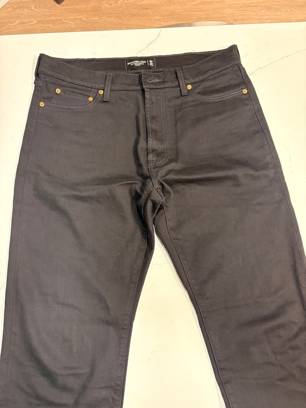 Abercrombie & Fitch Mens Vintage Stretch Straight Leg Jeans Black 36x34 Sport